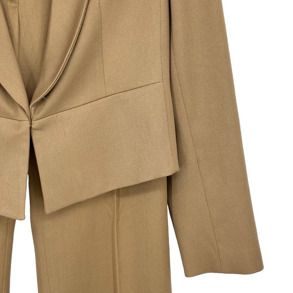 Women Anne Klein Size 12 (Jacket) 8 (Pants) Tan Polyester/Rayon/Spandex Pantsuit - Picture 5 of 16
